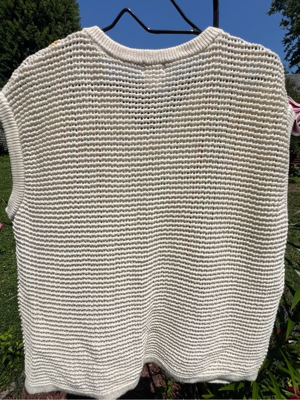 PRIDE Cream Knit Vest with Rainbow Stripe Detail - Picture 2 of 4